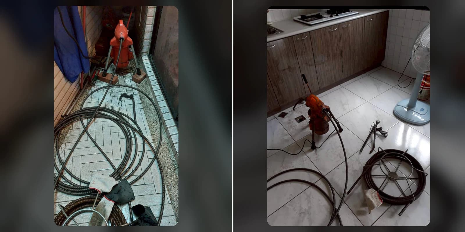 源記衛生企業行實際排水管疏通工作現場